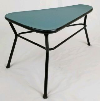 Mid - Century triangle guitar pick coffee table teal painted Top 2
