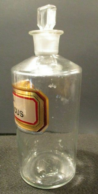 1890 8 In LABEL UNDER GLASS LIQ.  PEPTICUS APOTHECARY DRUGSTORE BOTTLE & STOPPER 3