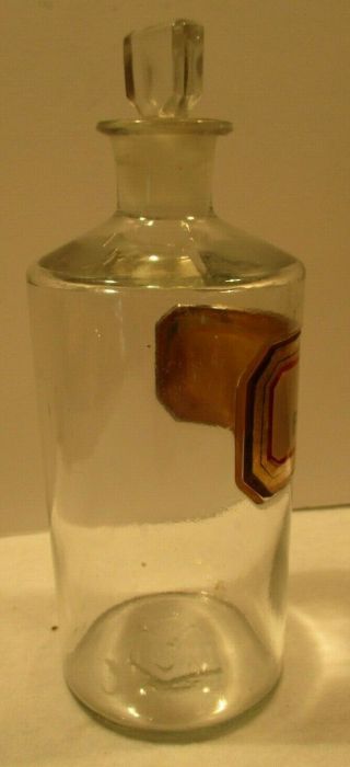 1890 8 In LABEL UNDER GLASS LIQ.  PEPTICUS APOTHECARY DRUGSTORE BOTTLE & STOPPER 5