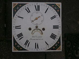 C1840 8 day LONGCASE GRANDFATHER CLOCK DIAL,  movement 12X 12 Thos.  Logan Dorch 11