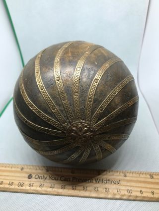 Early Wooden Ball Exspertly Crafted one of a kind piece very old and Unique 2
