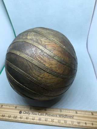 Early Wooden Ball Exspertly Crafted one of a kind piece very old and Unique 5