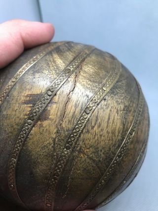 Early Wooden Ball Exspertly Crafted one of a kind piece very old and Unique 9