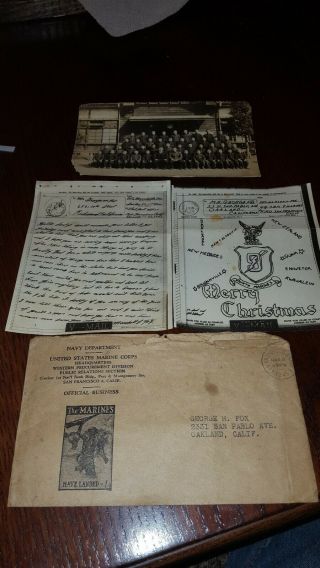 Ww2 Usmc Christmas V - Mail In Envelope 9th Marines Japanese Photo