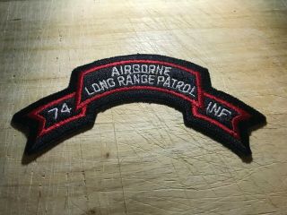 1960s/vietnam? Us Army Scroll Patch - 74th Inf Airborne Long Range Patrol -