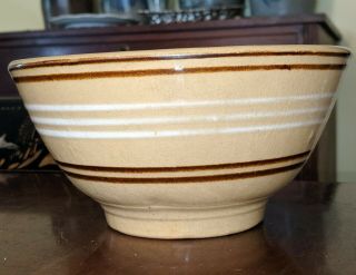 Antique American Yellow Ware Banded Bowl Country Pottery