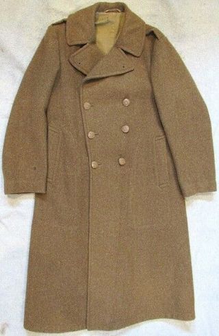 Wwii Us Army Wool Overcoat,  Size 40l,  Contract Tag Dated 1942; Almost