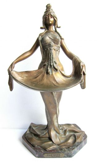Antique French Art Nouveau Bronze Sculpture Nubine By Lucien Alliot Paris