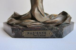 Antique French Art Nouveau Bronze Sculpture NUBINE by LUCIEN ALLIOT Paris 4