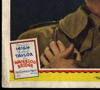 1940 Color Lobby Card Vivien Leigh And Robert Taylor Waterloo Bridge NR 3