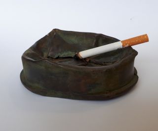 Trench Art Wwi Ashtray Converted Brass German Shell Case Ww1 Smoking