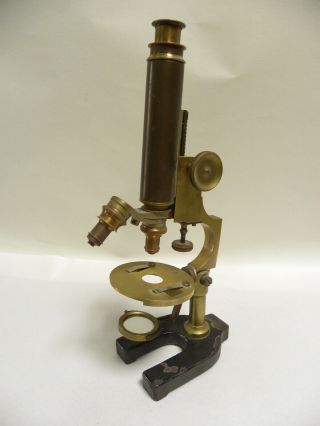 Vtg Antique Alfred L Robbins Co.  Two Optics Cast Metal & Brass Microscope (a40)