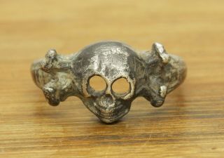 German Silver Skull Ring,  Assault Troops,  Wwi,  Ww1