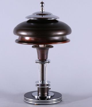 Art Deco Machine Age Streamlined 1930s Markel Desk Lamp Bakelite Base Chromium