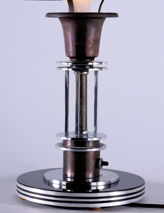 Art Deco Machine Age Streamlined 1930s Markel Desk Lamp Bakelite Base Chromium 5