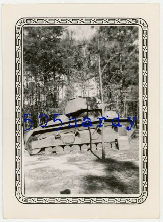 Wwii Us Gi Photo - Overall View Of Us Army Built Dummy German Panther V Tank