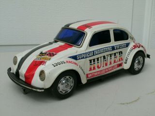 Vintage Japan Tin Litho Taiyo Hunter Vw Volkswagen Beetle Bump & Go Car