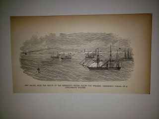 Ship Island Uss Mississippi Mississippi River Civil War 1896 Sketch