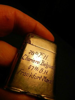 THORENS LIGHTER WWII INSCRIBED PARIS FRANCE CHAMEROI BELGIUM USA DR VA 78th FH 5