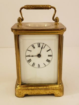Antique 1891 Waterbury Clock Co.  Victorian Brass & Glass Repeater Carriage Clock