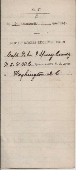 Dec.  28,  1864 Bill U.  S.  Army Quartermaster Stores Co.  B 12th Reg V R C