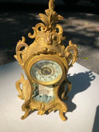 Waterbury Clock Co.  French Style Gilt Bronze Mantel Clock
