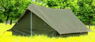 Two Person Tent - French Military Surplus Item - F1 Army Green / 7.  60 Lb.