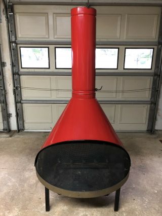 Vintage Red Preway Fireplace - Retro Mid - Century Modern - Gas Or Wood Burning
