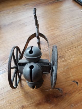 Antique Paul Revere pull bell toy; cast iron and white metal 3