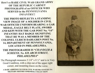 Gar Post No 14 Infantry Dept Pa Philadelphia Uniform Officer Medal Cabinet Photo