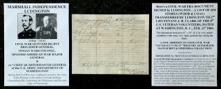Indian Spanish American Civil War Gettysburg General Colonel Document Signed 