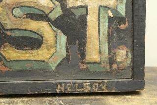 Antique F.  W.  Fish Dentist Trade Sign Painted & Crushed Glass Surface L@@K 4
