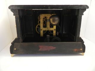 Antique The E Ingraham Black 8 day Mantle Clock 11