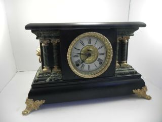 Antique The E Ingraham Black 8 day Mantle Clock 2