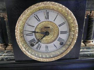 Antique The E Ingraham Black 8 day Mantle Clock 3