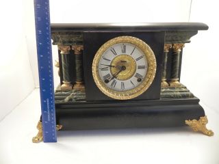Antique The E Ingraham Black 8 day Mantle Clock 4