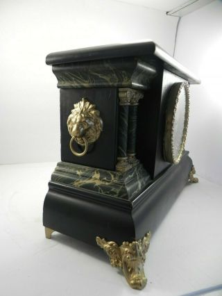 Antique The E Ingraham Black 8 day Mantle Clock 5