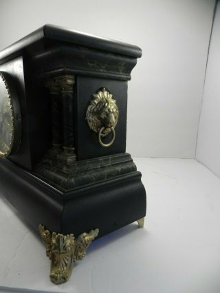 Antique The E Ingraham Black 8 day Mantle Clock 6