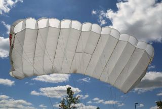 MicroRaven 150 sq ft skydiving parachute reserve canopy - white,  shape 2