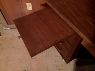 Vintage Mid Century Modern Desk by ALMA Authentic USA Retro Hard Wood Furniture 11