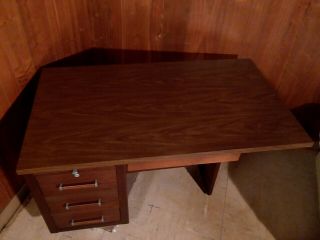 Vintage Mid Century Modern Desk by ALMA Authentic USA Retro Hard Wood Furniture 12
