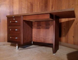 Vintage Mid Century Modern Desk By Alma Authentic Usa Retro Hard Wood Furniture