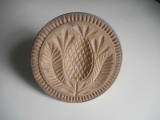 Large Antique Hand Carved " Pineapple " Butter Stamp.  Butter Press.  Butter Print