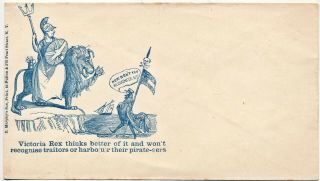 Authentic Civil War Patriotic Envelope England Refusing To Recognize Csa Rooster
