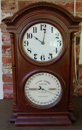 Antique Xl Southern Calendar Co.  / Seth Thomas " Fashion No.  4 " Double Dial Clock