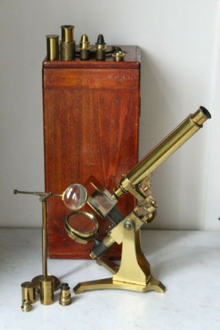 Lovely Antique Andrew Ross Large Bar Limb Microscope Outfit No.  308 C.  1849