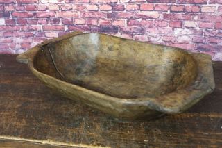 Antique Primitive Wood Trencher Dough Bowl 21  X 12  X 5  147