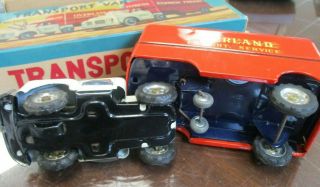 VINTAGE SSS JAPAN TIN LITHO FRICTION OVERLAND FREIGHT TRANSPORT VAN & BOX 11