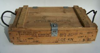 Vintage " Ammunition For Cannon With Explosive Projectile " Empty Wood Box 26 X 14