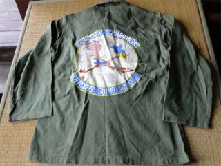 Vintage Usaf Attack Squadron36 Hotrodus Supersonicus Embroidered Souvenir Shirt
